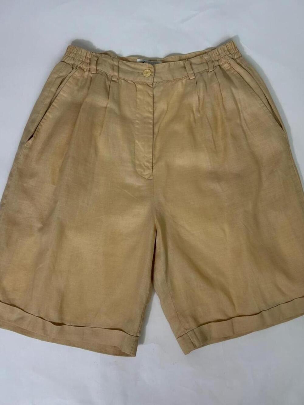 vintage ann gerlin 100% linen yellow shorts